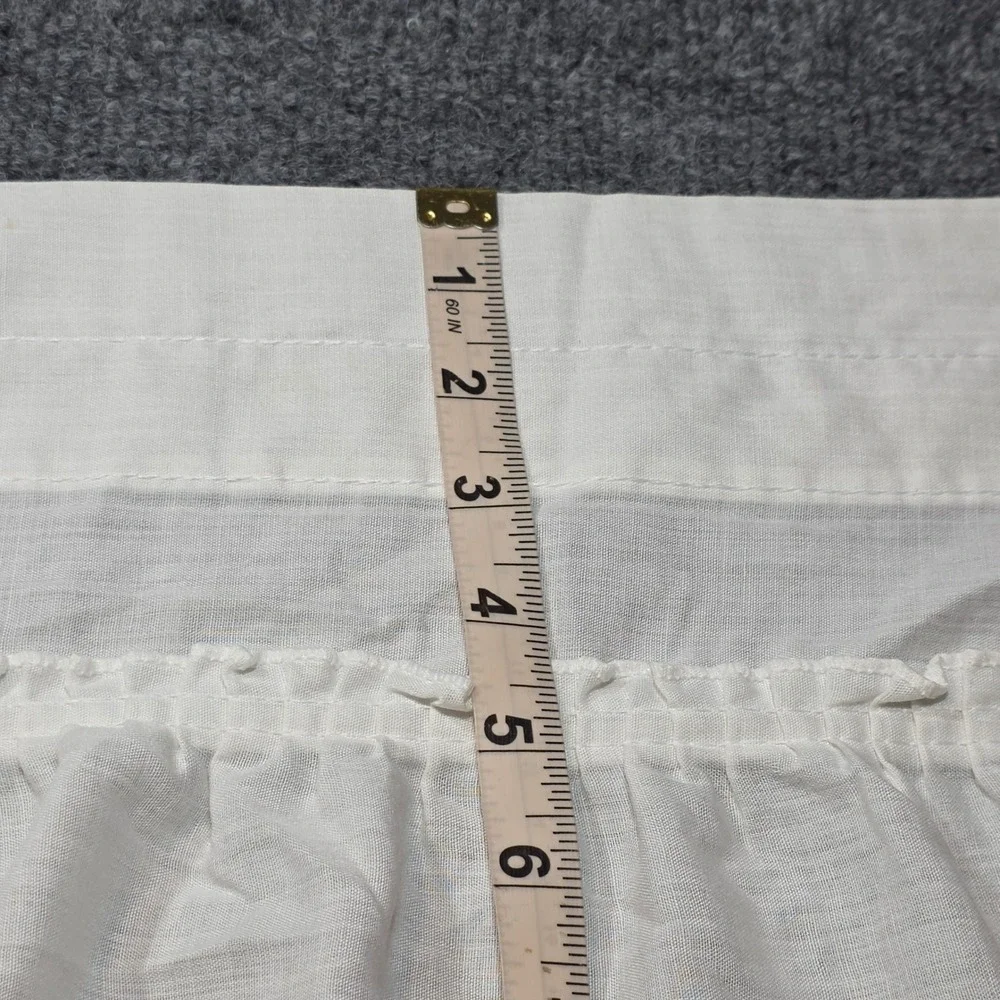 Vintage White Ruffled Lace Valance Blue Trim Farmhouse Cottagecore 46x10